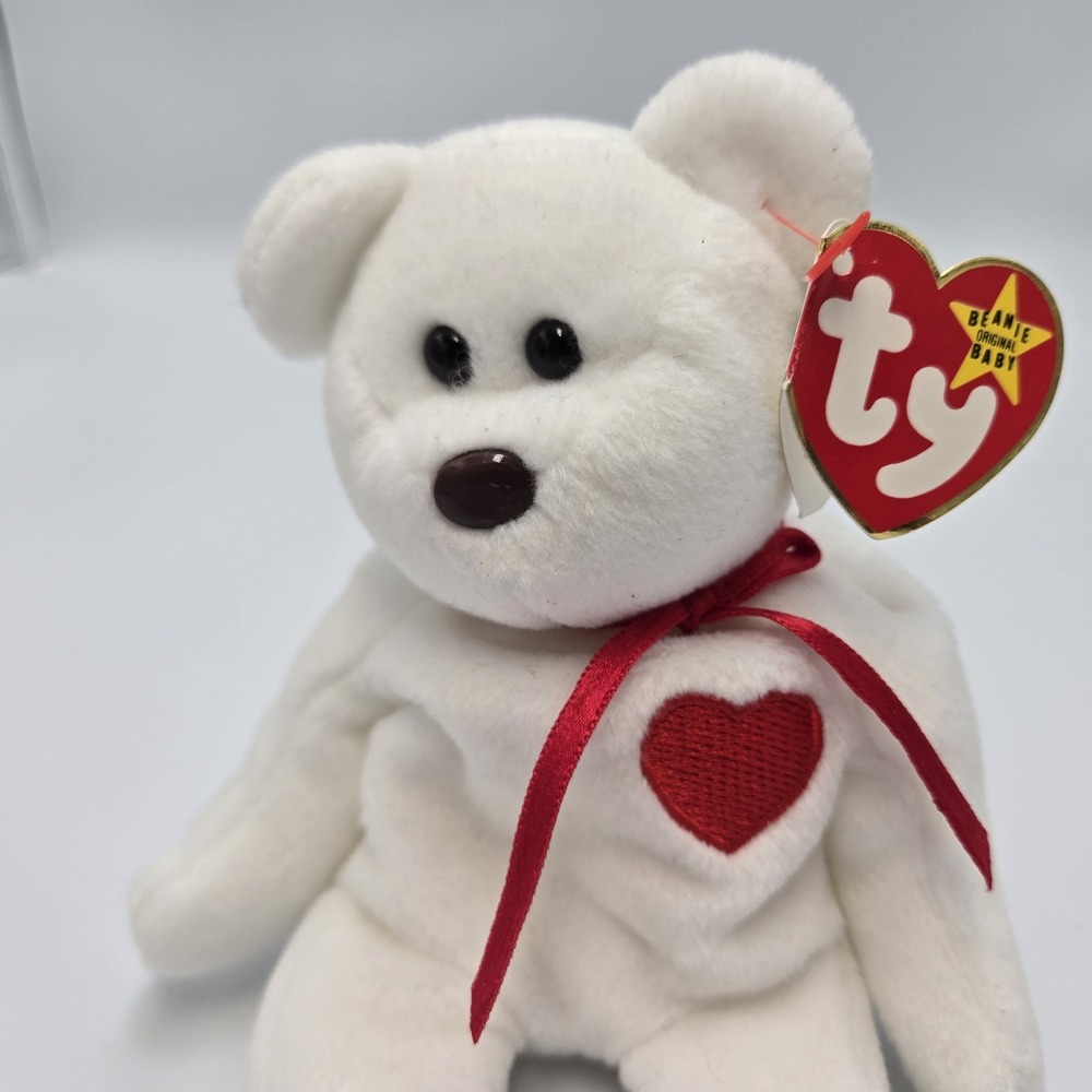 Ty Beanie Babies  Valentine Bear‎ VALENTINO FEBRUARY 14 White  Retired